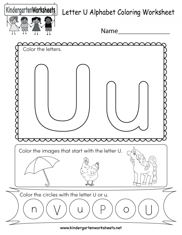 Letter U Coloring Worksheet