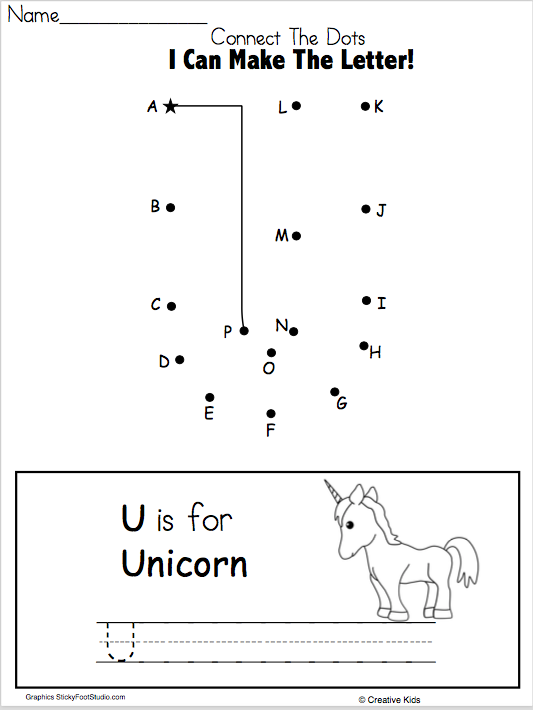 Letter U Writing Worksheet And Dot To Dot