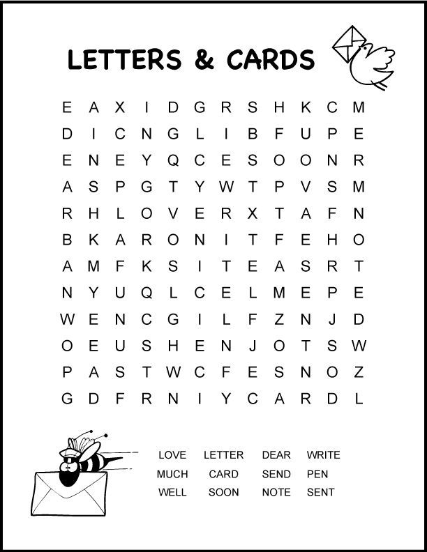 Letter Writing   Cards Word Search