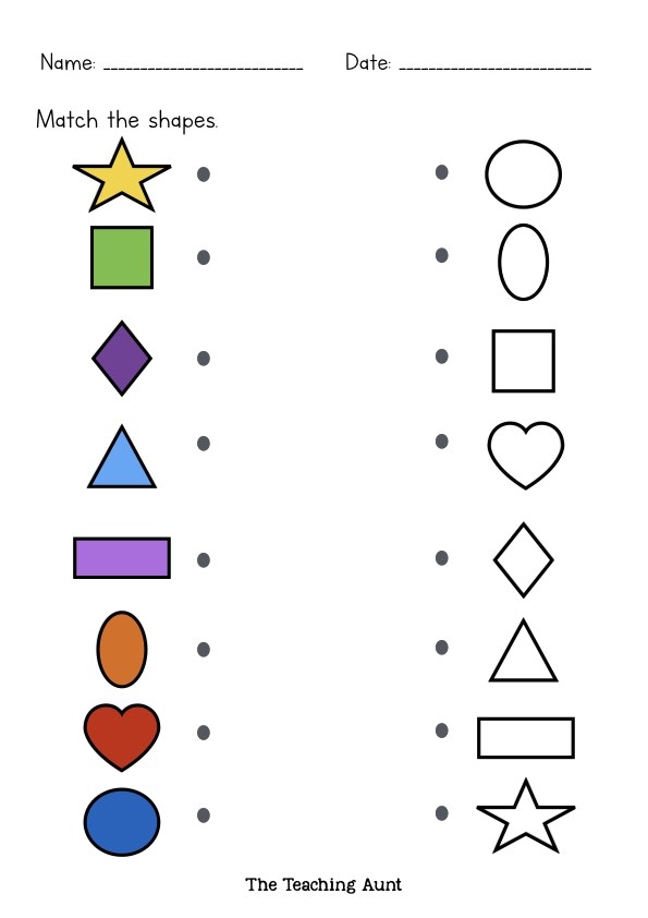 Matching Shapes Worksheets For Kindergarten Printable Kindergarten Worksheets
