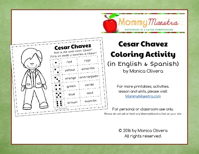 Mommy Maestra Cesar Chavez Lesson Plans  Activities  Coloring