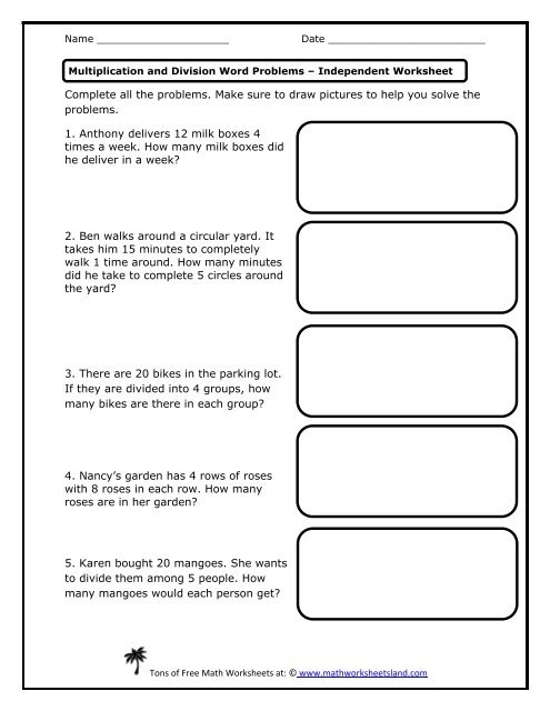 multiplication and division word problems practice worksheets 99worksheets