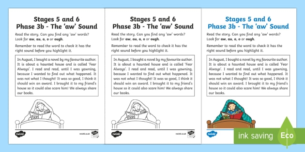 Northern Ireland Linguistic Phonics Stage  And  Phase B  Aw Sound