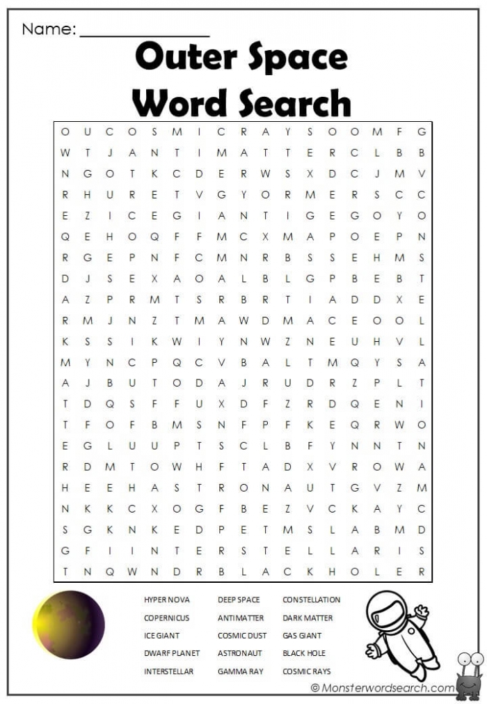 Outer Space Word Search Worksheets | 99Worksheets