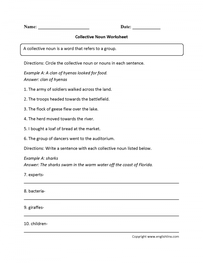 Parts Speech Worksheets