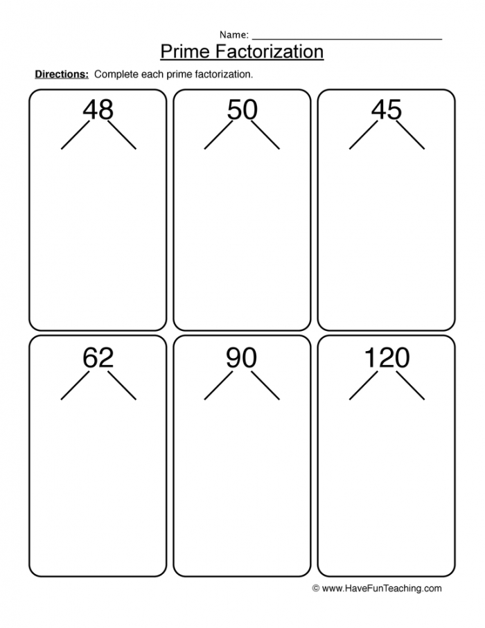 Prime Factorization Worksheets Pdf With Answers