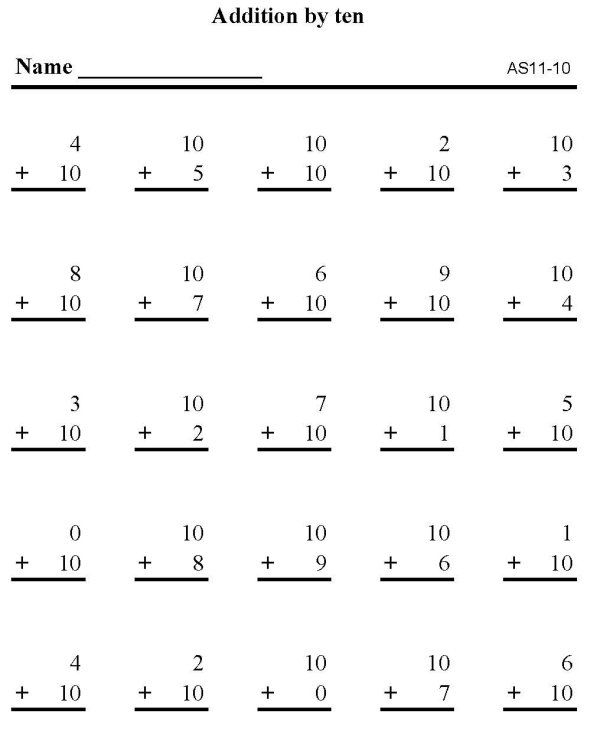 Printable Addition Sheet