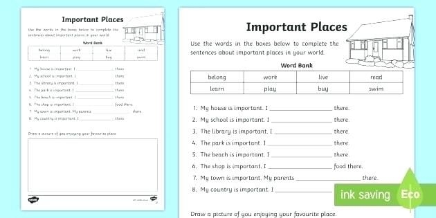 Reading Worksheets Important Places Worksheet Activity Sheet