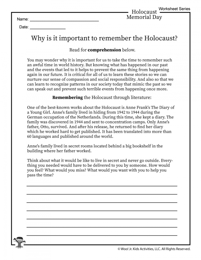 Free Printable Worksheets Anne Frank