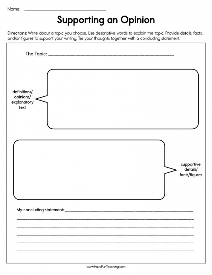 Supporting An Opinion Worksheet  Have Fun Teaching