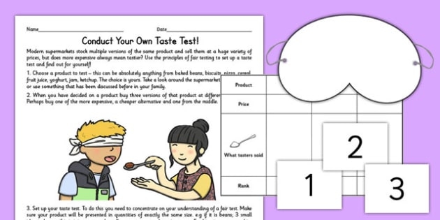 Taste Test Worksheet  Worksheet Teacher Made