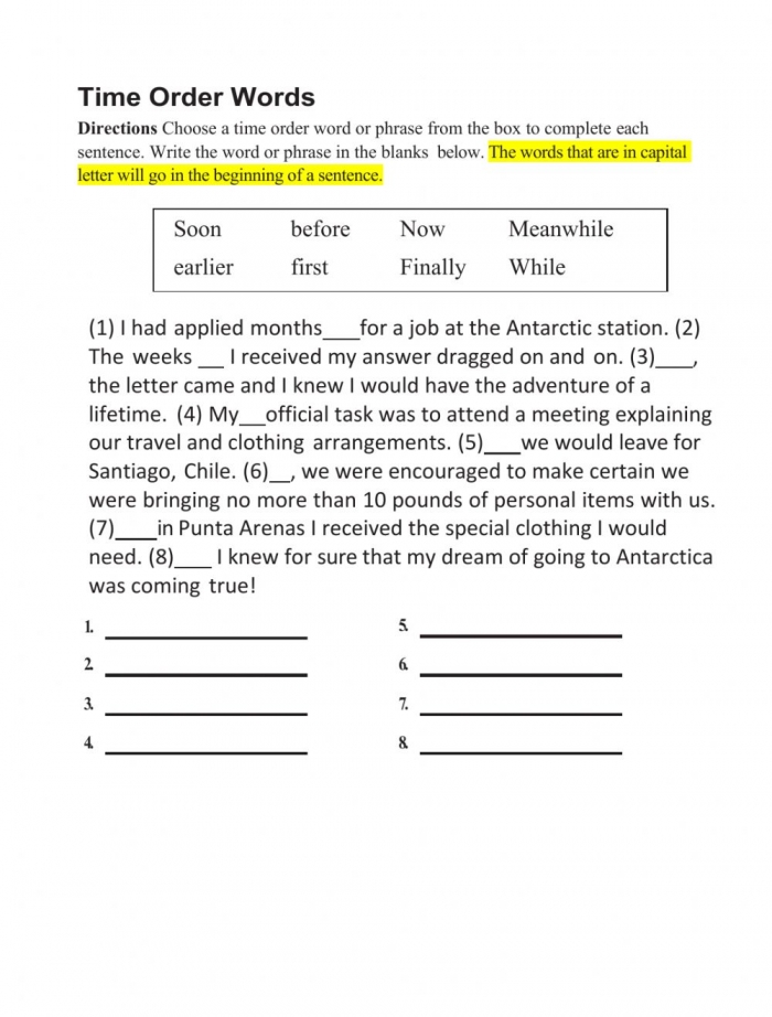 Time Order Words