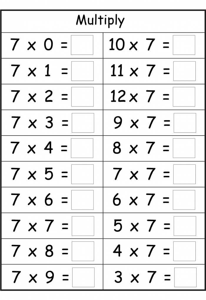 Times Tables 7s Worksheets 99Worksheets