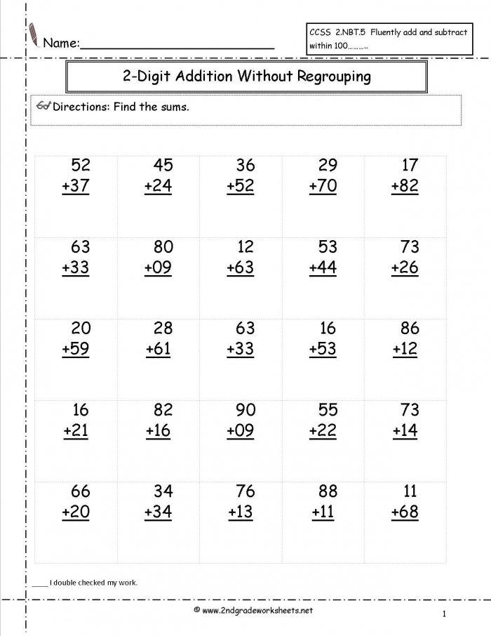 Two Digit Addition Worksheets