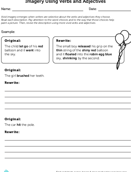 What Sounds Better Verbs And Adjectives Worksheets