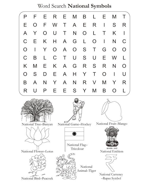 Word Search Puzzle National Symbols