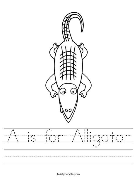 A Is For Alligator Worksheet From Twistynoodlecom