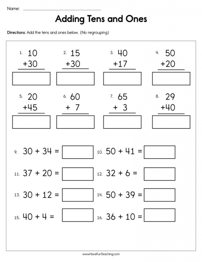 Adding Tens And Ones Worksheet  Have Fun Teaching