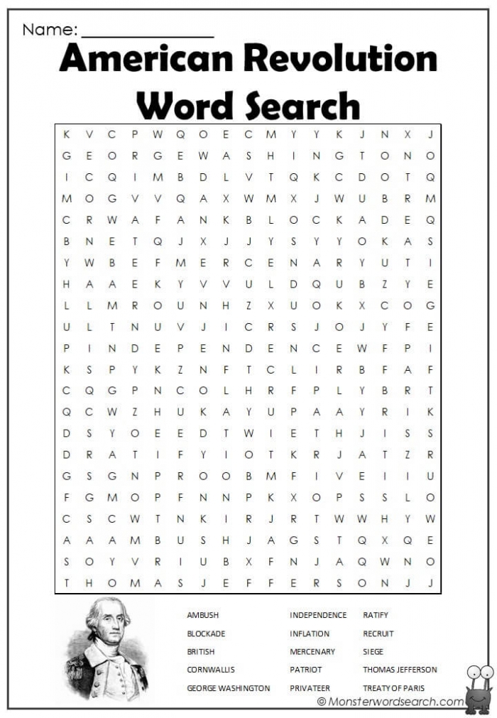 American Revolution Word Search Worksheets | 99Worksheets