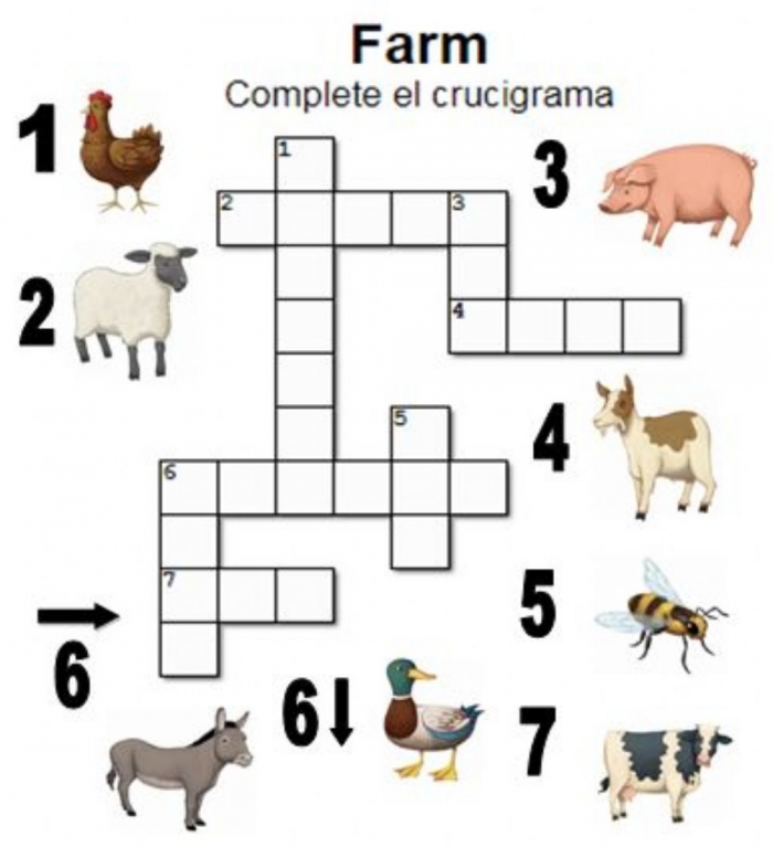 At The Farm Crossword Worksheet