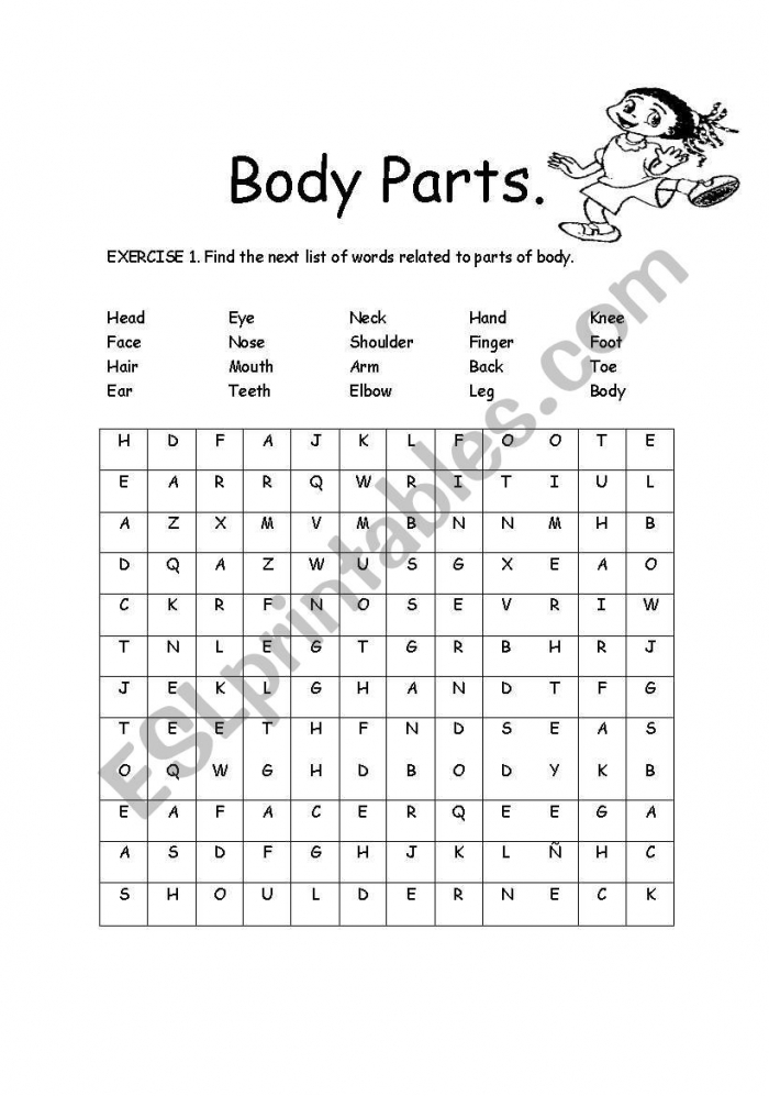 Body Parts Crossword Worksheets 99Worksheets