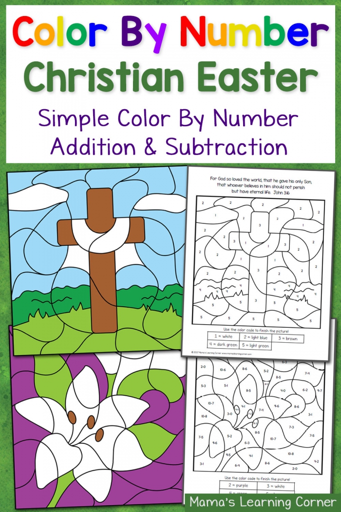 Christian Easter Color By Number Worksheets
