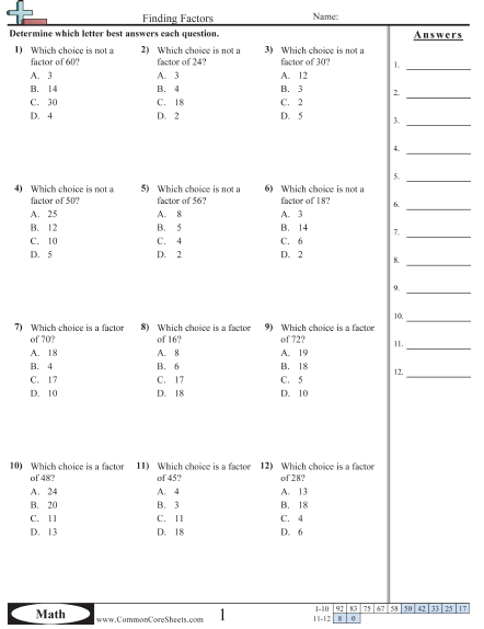Factor Worksheets