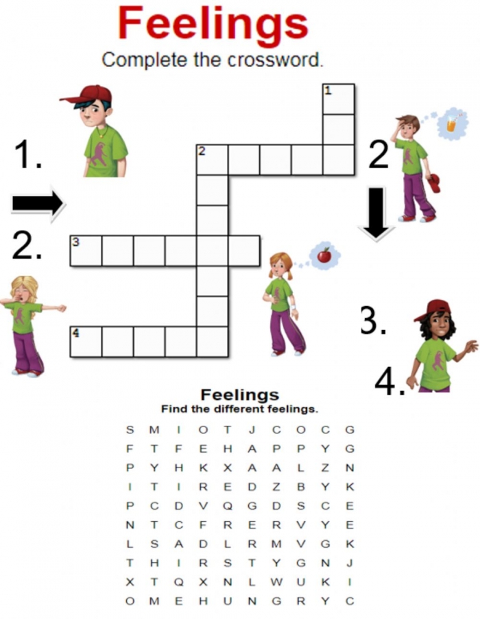 Feelings Crossword And Wordsearch Worksheet