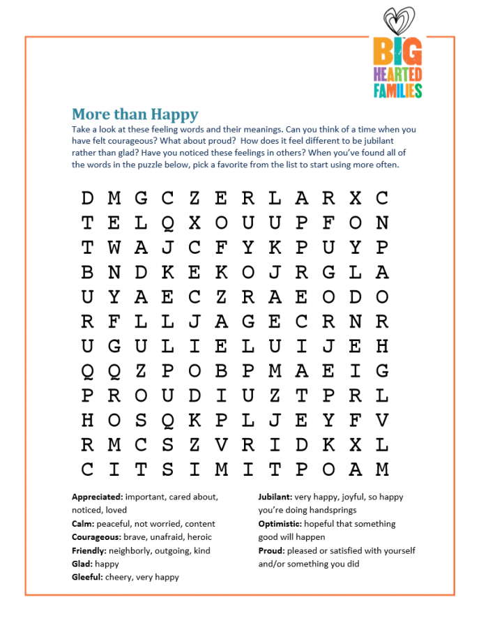 Feelings Word Search  Doing Good Together