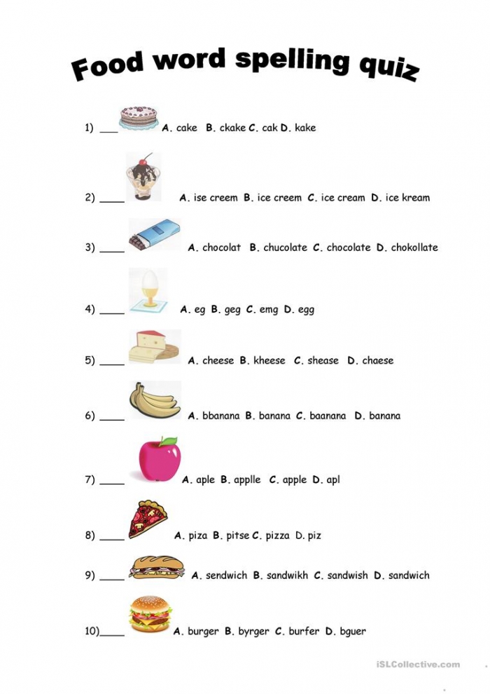 Food Spelling Quiz English Esl Worksheets For Distance Learning