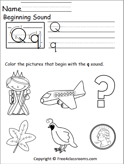 Free Beginning Sounds Worksheet