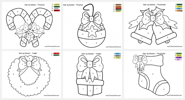 Christmas Color By Number Worksheets | 99Worksheets