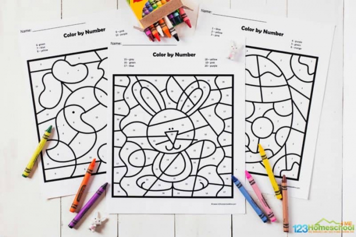 Free Easter Color By Number Worksheets