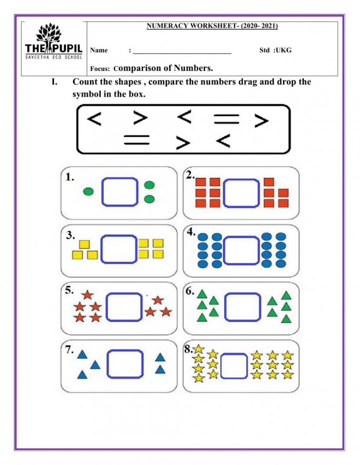 Kindergarten Greater Than Less Than Worksheets Printable Kindergarten 