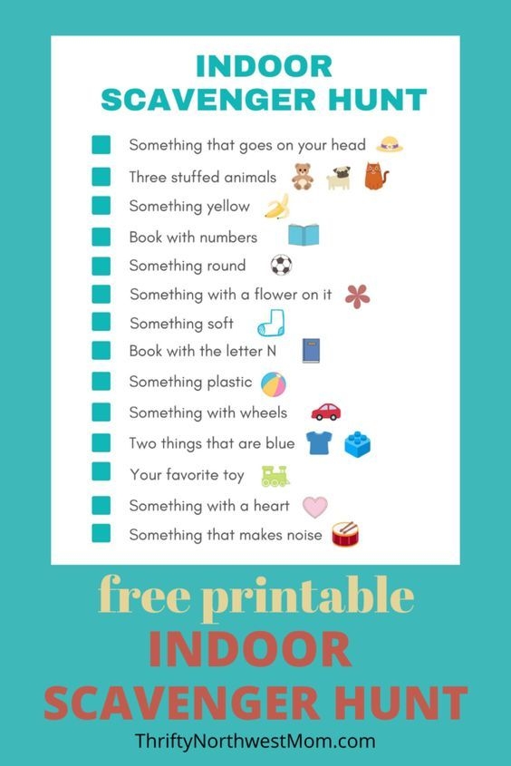 Indoor Scavenger Hunt For Kids Free Printable In