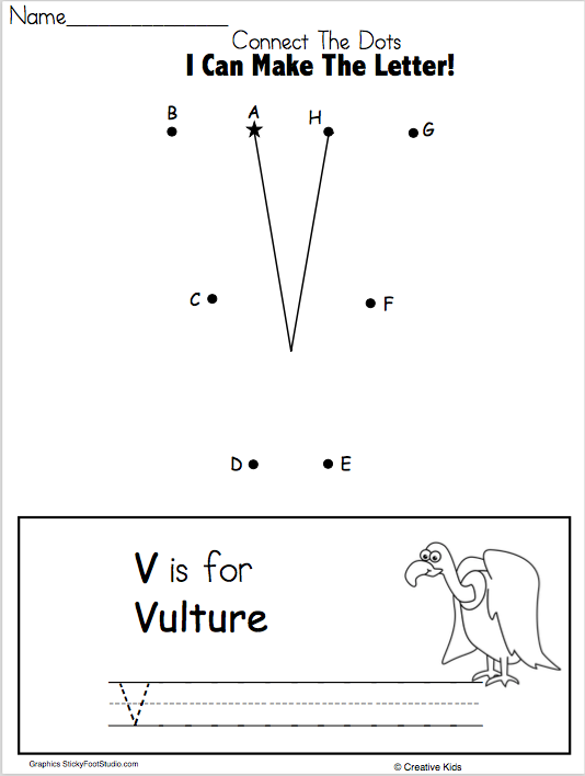 Letter V Writing Worksheet And Dot To Dot