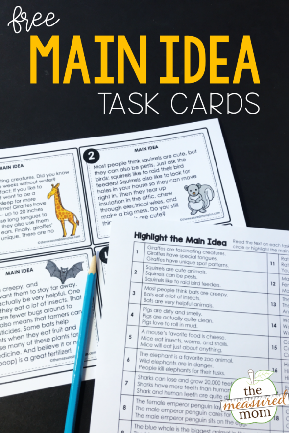Main Idea Task Cards