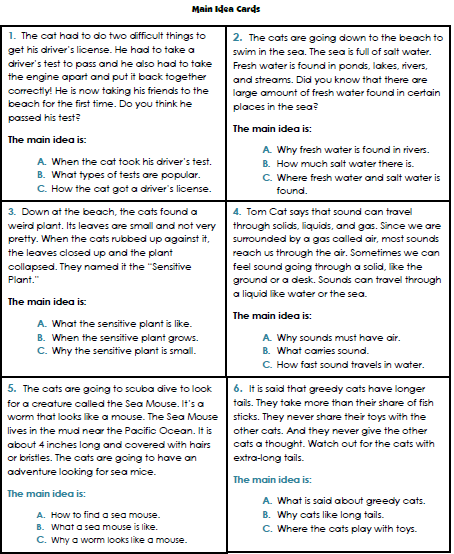 Main Idea Worksheets Rd Grade  Kindergarten Coloring