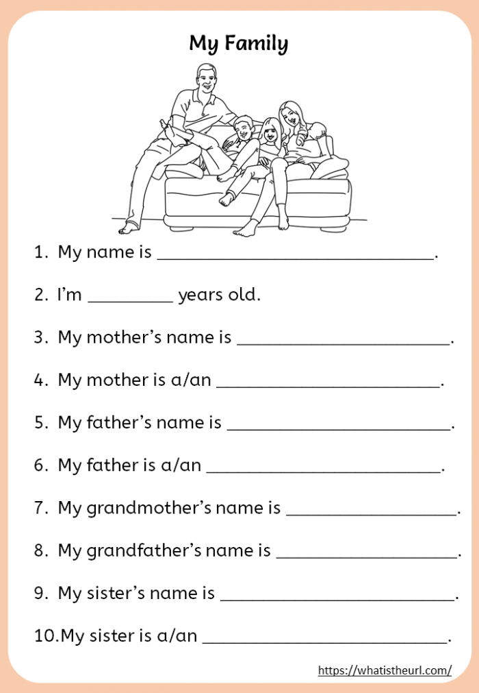 My Family Worksheets For Kids