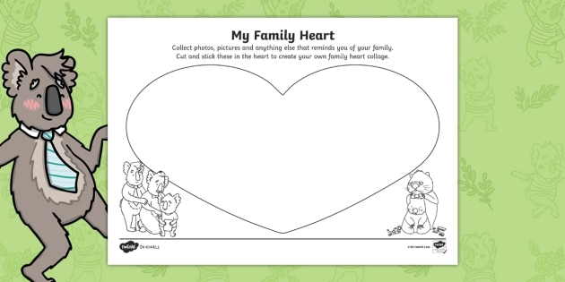 Part Of The Party My Family Heart Collage Worksheet