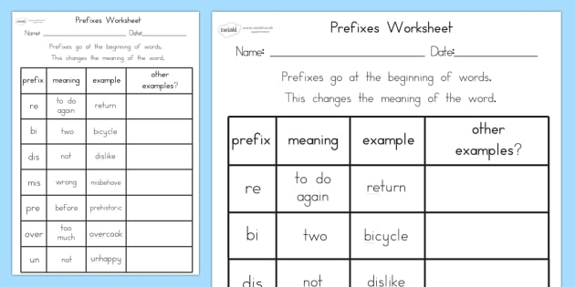 Prefixes Worksheet Teacher Made