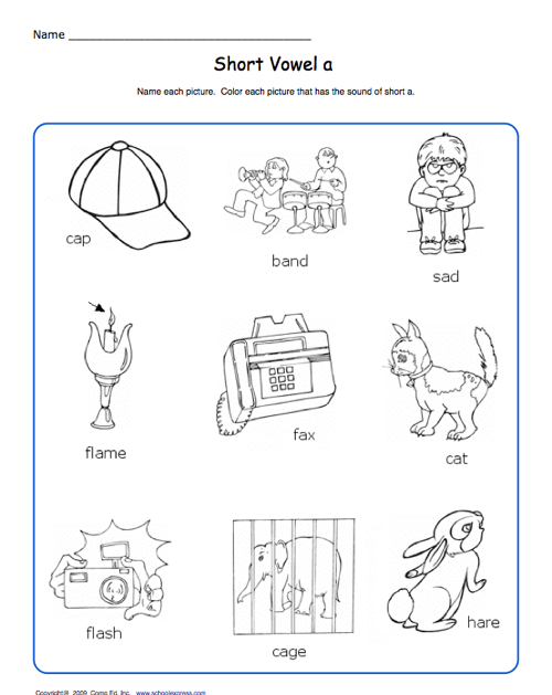 School Express Short Vowel Worksheet