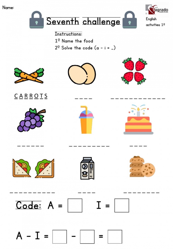 Spelling Food  Worksheet