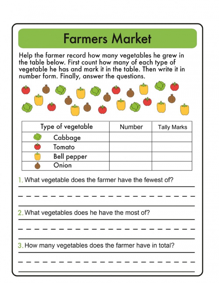 Tally Chart Farmers Market Worksheet