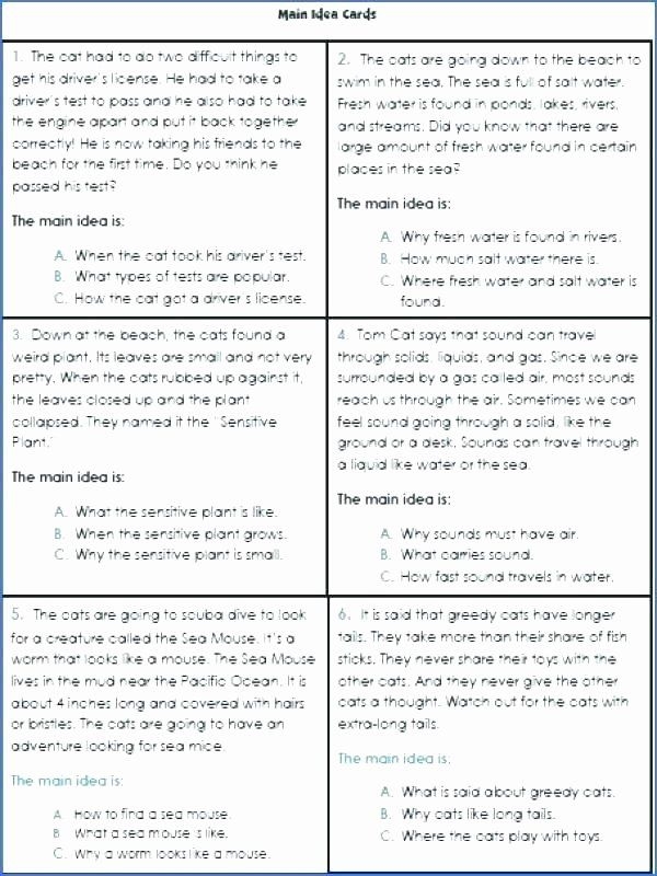 Th Grade Main Idea Worksheets Finding The Main Idea Worksheets