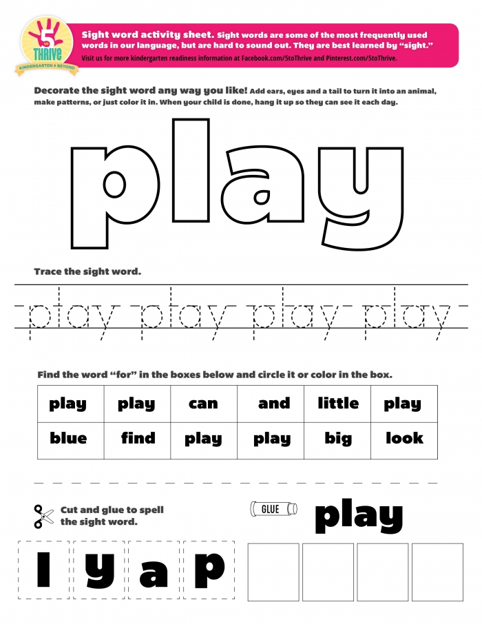 The Sight Word This Week Is Play Sight Words Are Some Of The