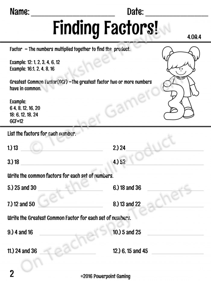This Worksheet Teaches Students How To Find The Greatest Common