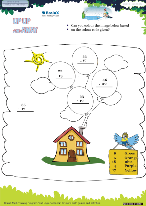 Up Up And Away Math Worksheet For Grade