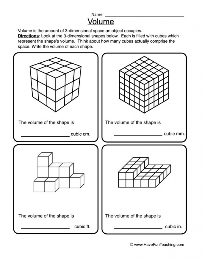 Volume Cubes Worksheet  Have Fun Teaching