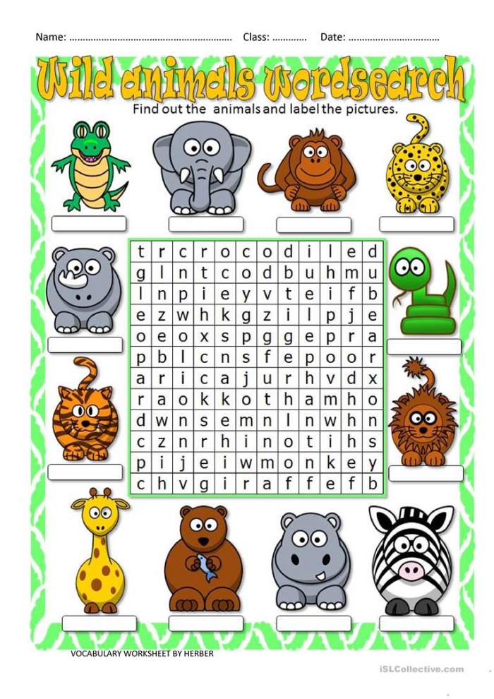 Zoo Animals Word Search Allfreekidscraftscom Animal Word Search 